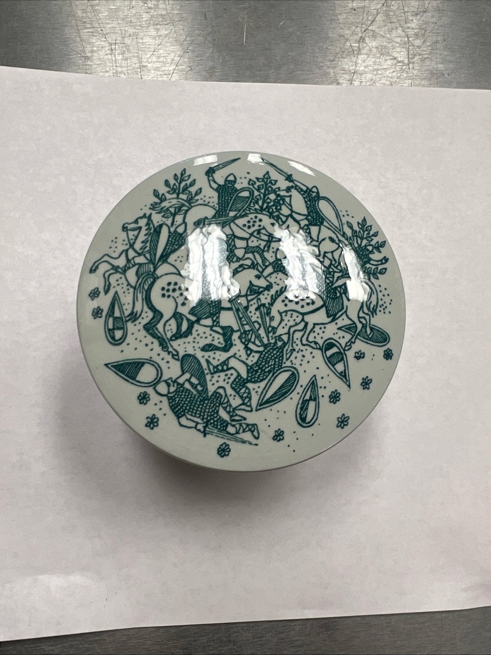 Denmark Decorative porcelain Trinket jewelry Box with Viking Illustration